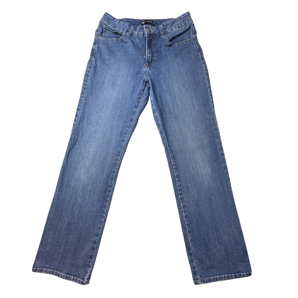 Lee Jeans Womens 8S Blue Classic Fit Straight Leg Stretch Denim Pants 3403635